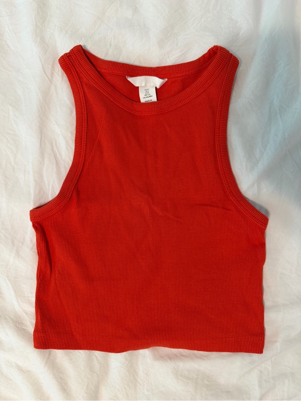 H&M Red Ribbed Tank Top - Women's Sleeveless Cropped
